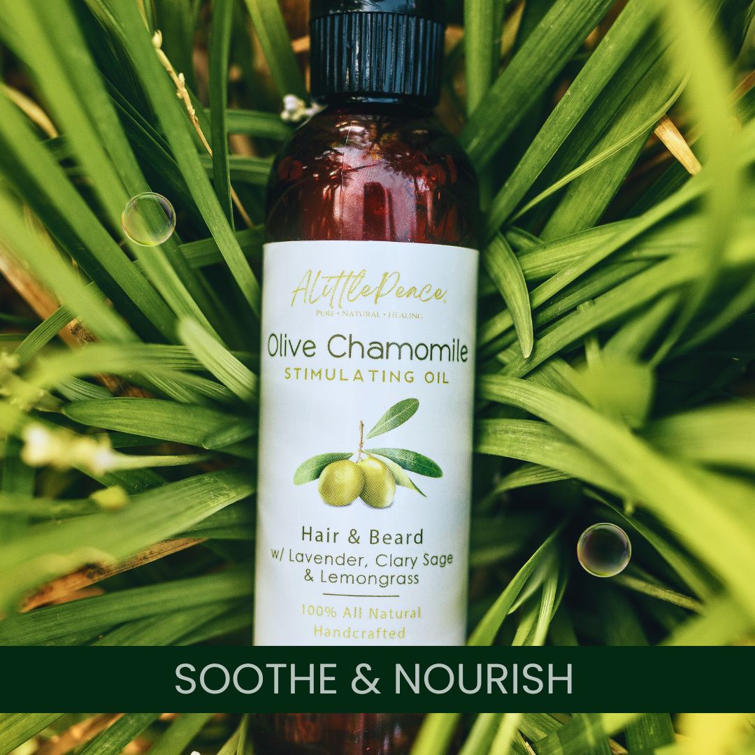 Olive Chamomile Hair & Beard Oil w/Clary Sage 4oz - ALittlePeace
