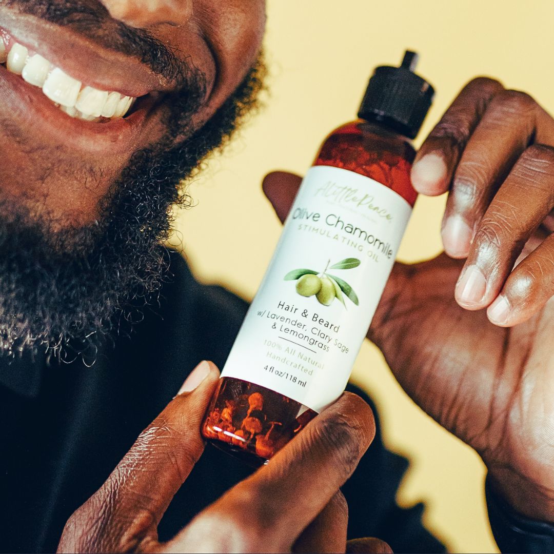 Olive Chamomile Hair & Beard Oil w/Clary Sage 4oz - ALittlePeace