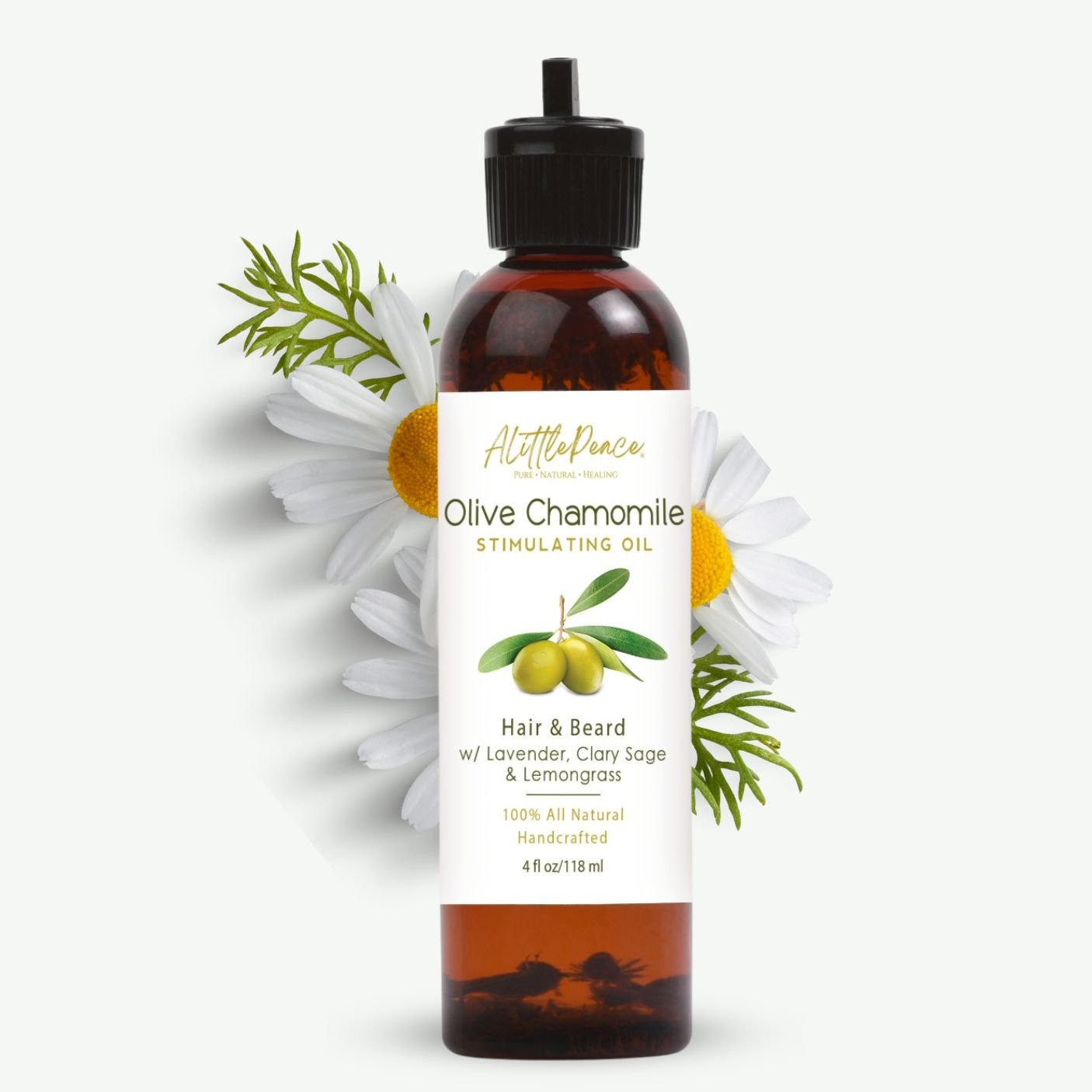 Olive Chamomile Hair &amp; Beard Oil w/Clary Sage 4oz - ALittlePeace